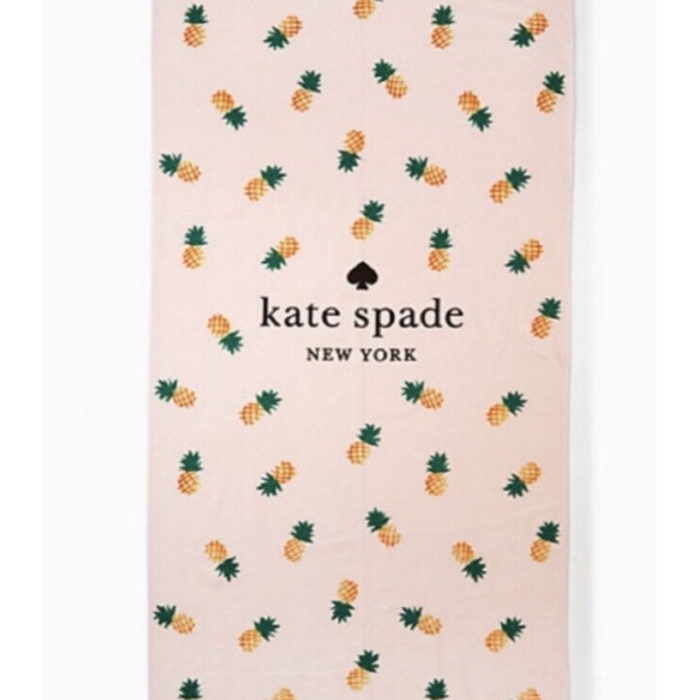 NEW Kate Spade New York Large Beach Lounge Towel 34 x 64 Pink Pineapple - Picture 4 of 4